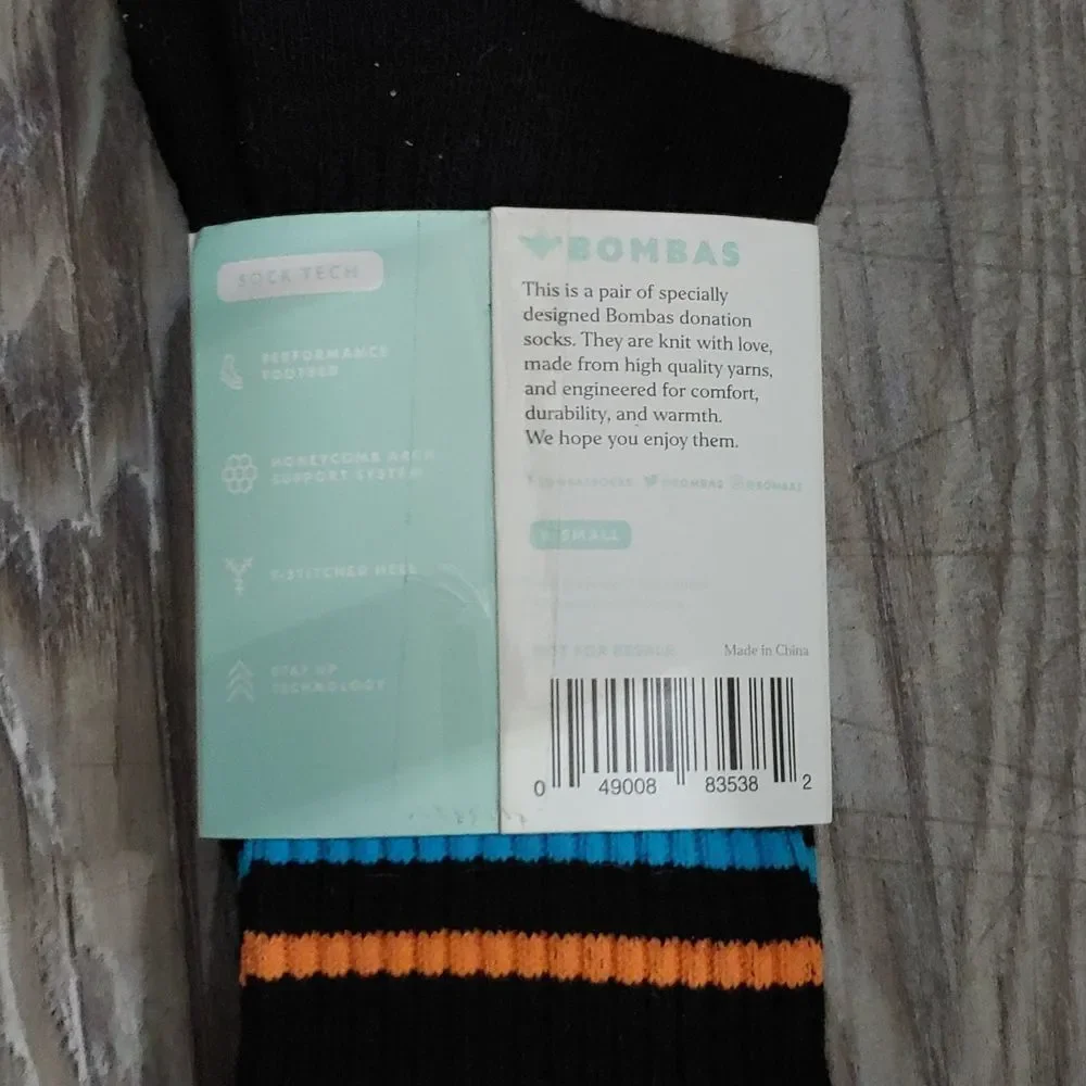 Lot Of 3 Pair Of Bombas Crew Socks Youth Size X-Small Black